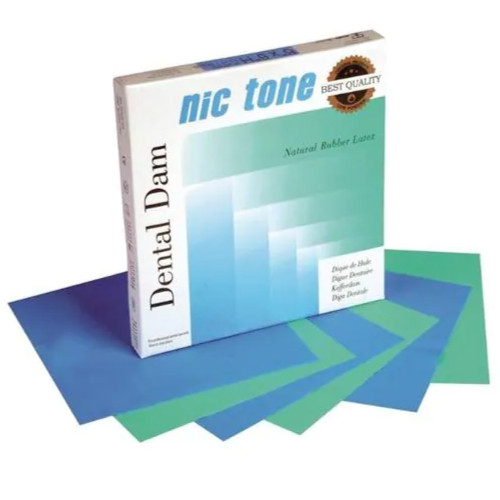 NIC TONE® Natural Rubber Latex Dental Dam Medium-Blue 6″ x 6″ by MDC Dental