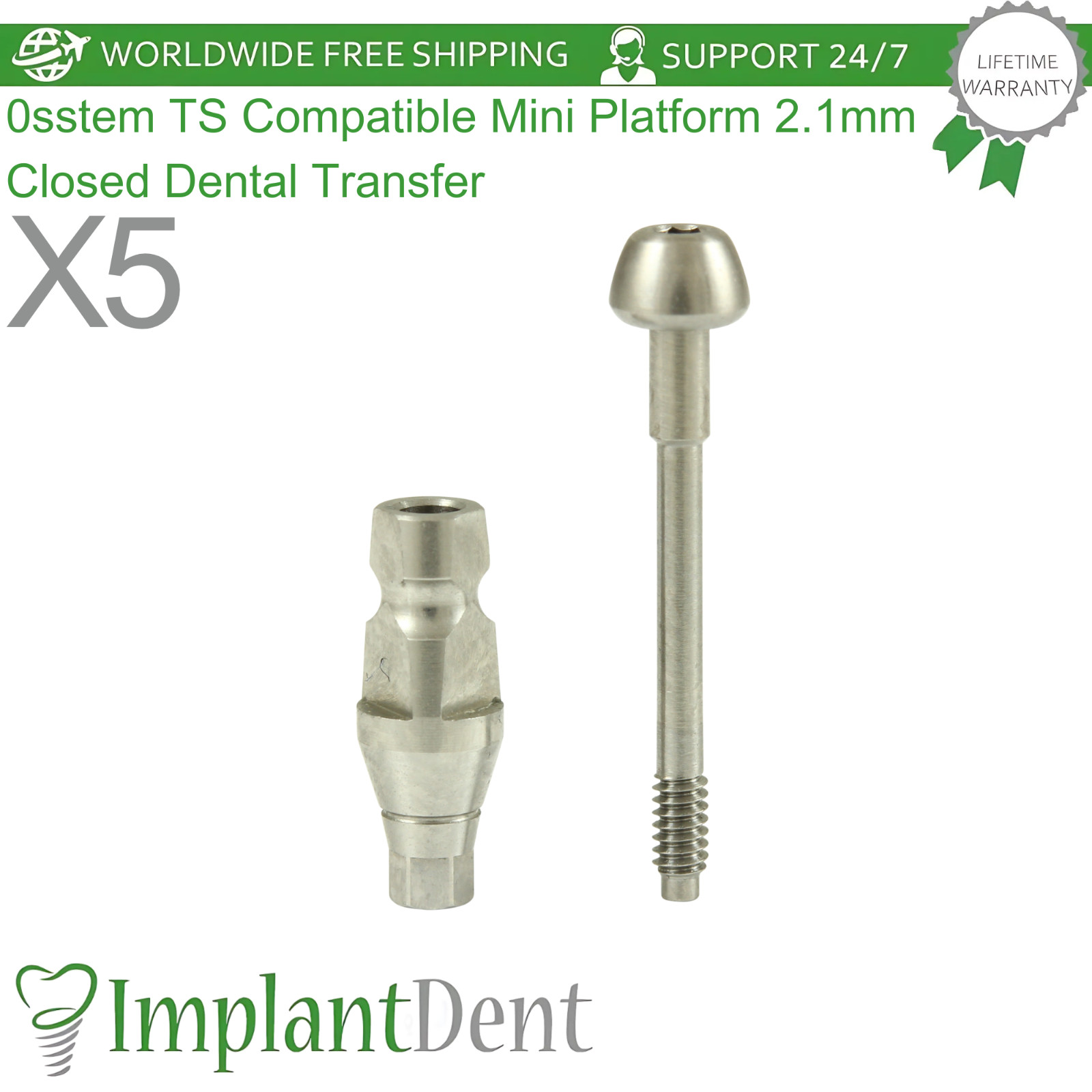 X5 0sstem TS Compatible Mini Platform 2.1mm Closed Dental Transfer With Hex
