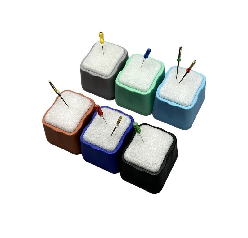 Dental Endo Root Canal Files cleaning Stand Holder Square Base with Foam Sponge