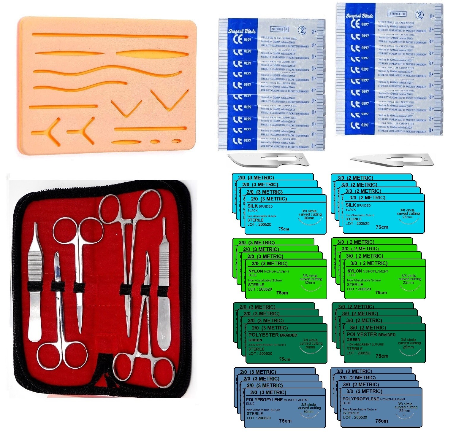60 PCS Practice Suture Removal Training Kit for Medical and Veterinary Student