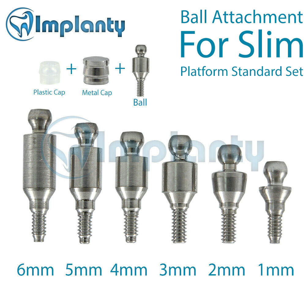Slim Ball Attachment Standard Set Abutment Dental Titanium Internal Hex 2.0mm