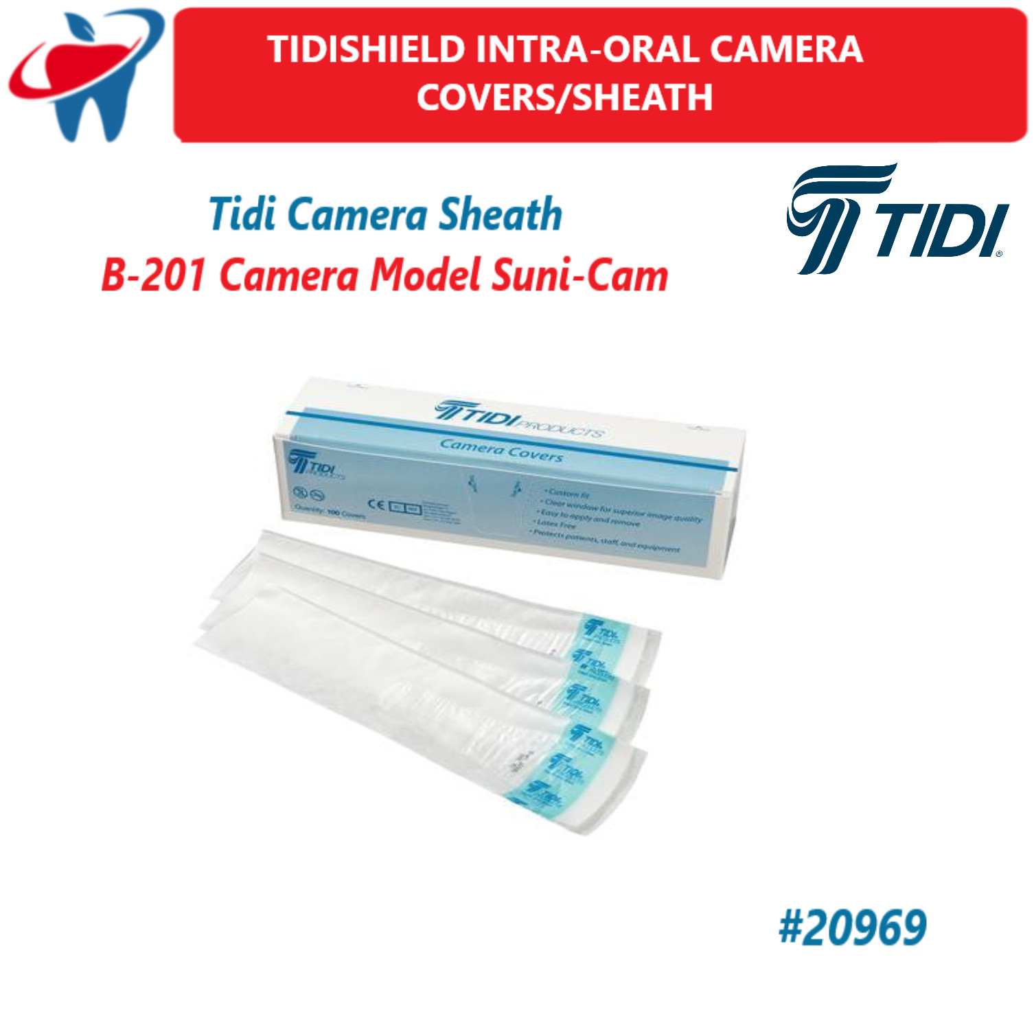 Dental TidI Camera Sheath Suni-Cam, IntraOral Camera Sheath Sleeve B-201, 20969