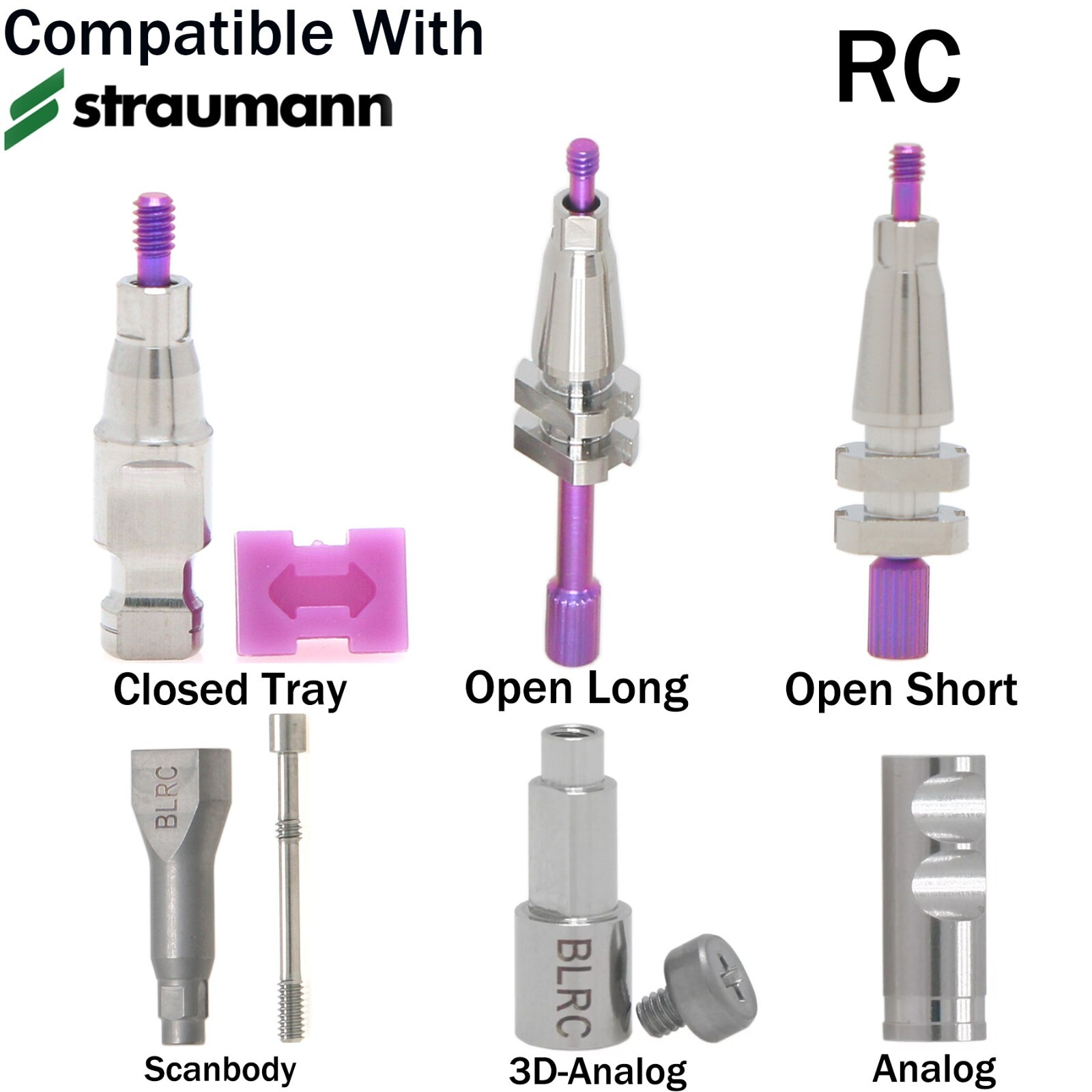 Dental Bone Level Closed Open Tray Transfer Analog fits ITI Straumann NC/RC