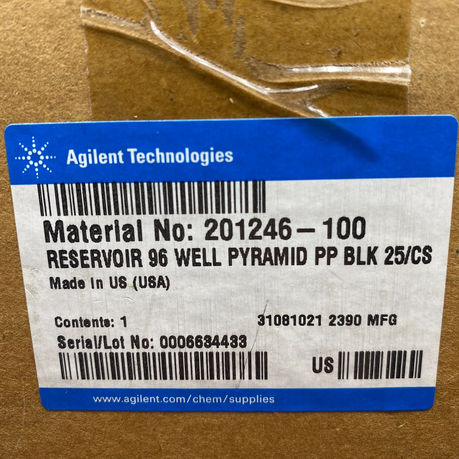 BOX OF 25 AGILENT TECHNOLOGIES 96 WELL PYRAMID PP BLACK RESERVOIR 201246-100 🎯