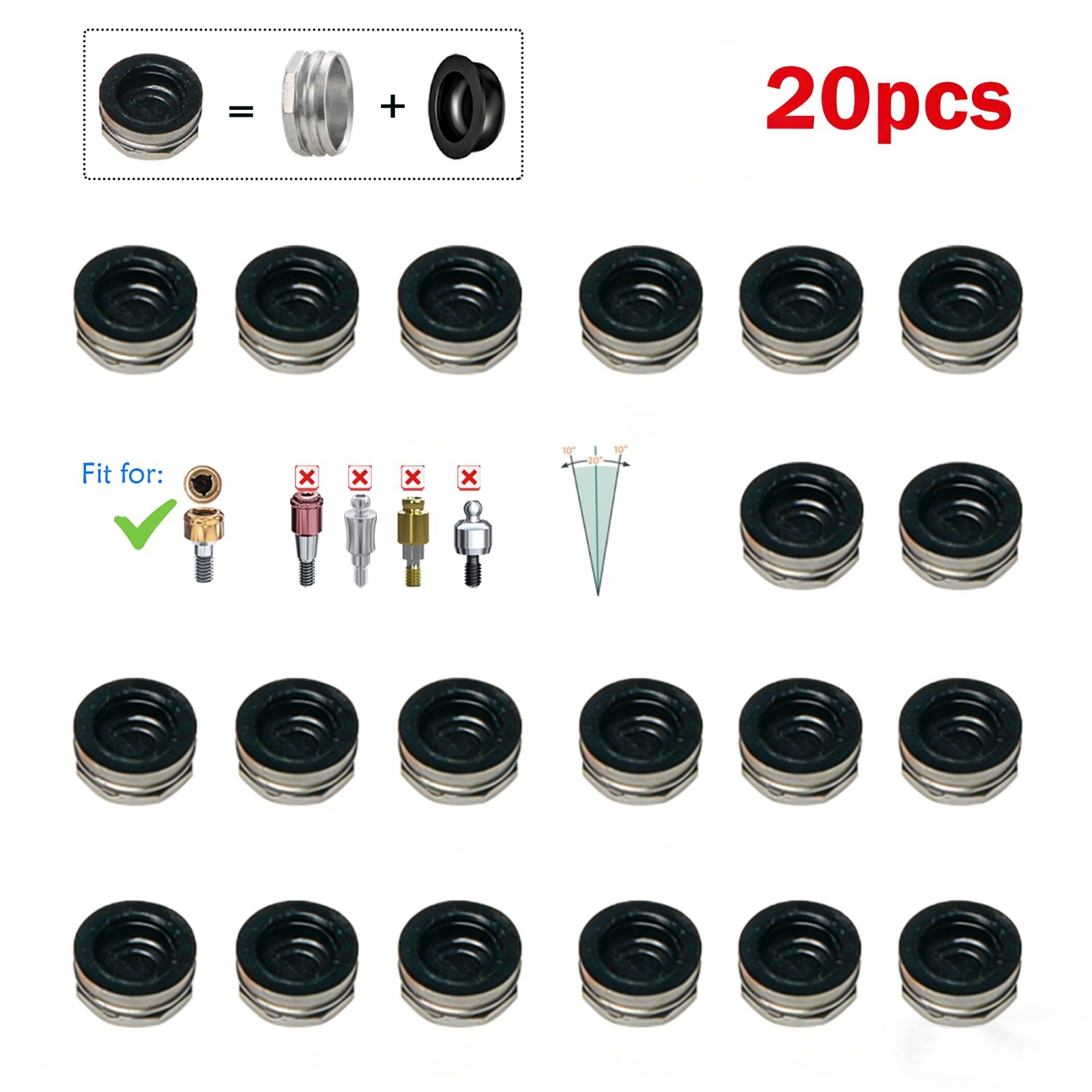 Dental Zest Locator Replacement Metal Housing &Black Lab Processing Cap Assembly