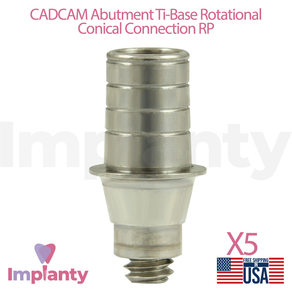 5x Dental Conical Rotational Titanium Base CAD/CAM Prosthetic RP 2.65mm