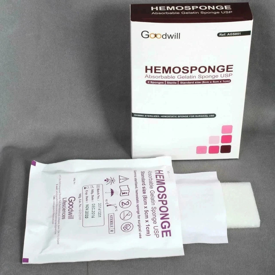NEW HEMOSPONGE ABSORBABLE DENTAL GELATIN SPONGE STERILE SPONGE #10x10x10mm… FS