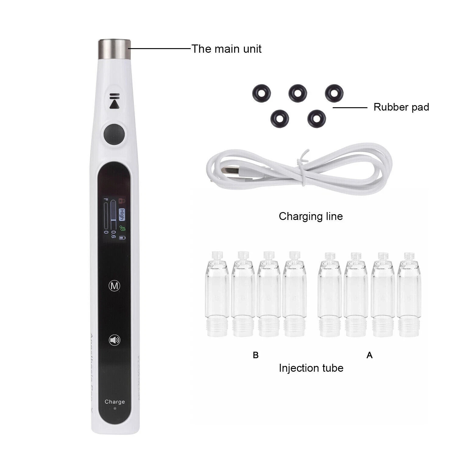 REDLAND Dental Anesthesia Injector Syringes Wireless Pen with 8 Injection Tubes