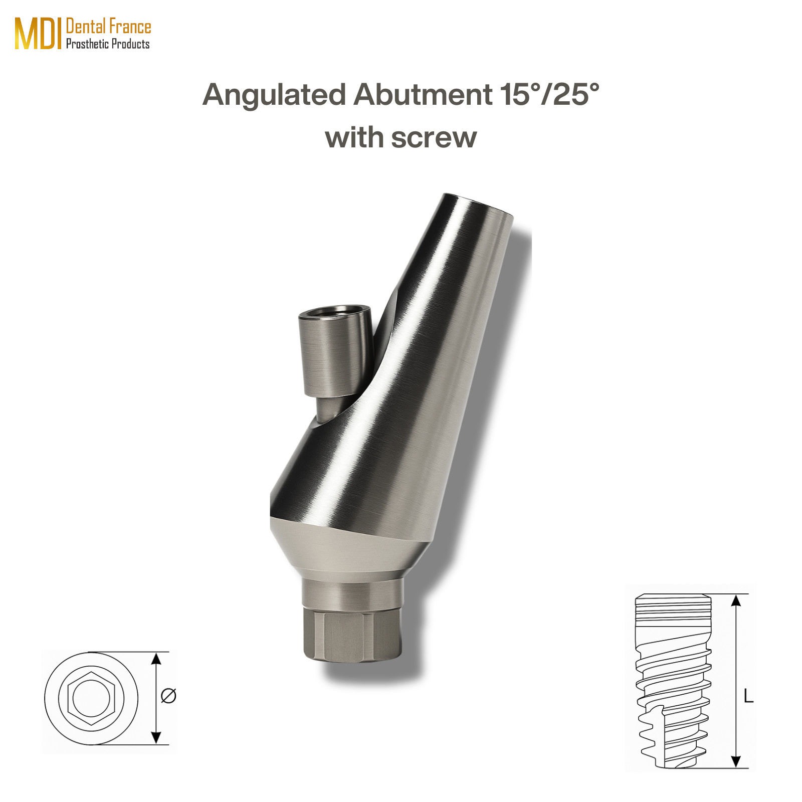 Dental Angulated Abutment 15°/25° & screw | Internal Hex 2.42mm | Dentist & Lab
