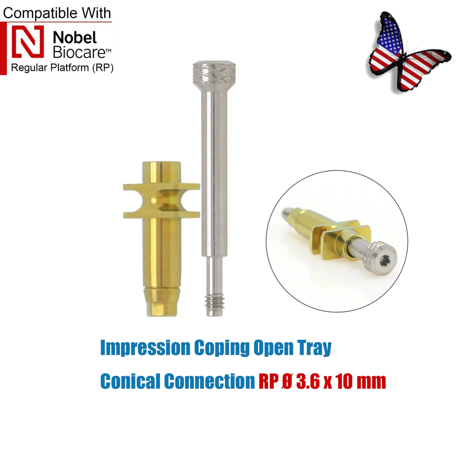 US Nobel Biocare Active NP/RP Hex Locator/Healing Abutment/ Impression Transfer