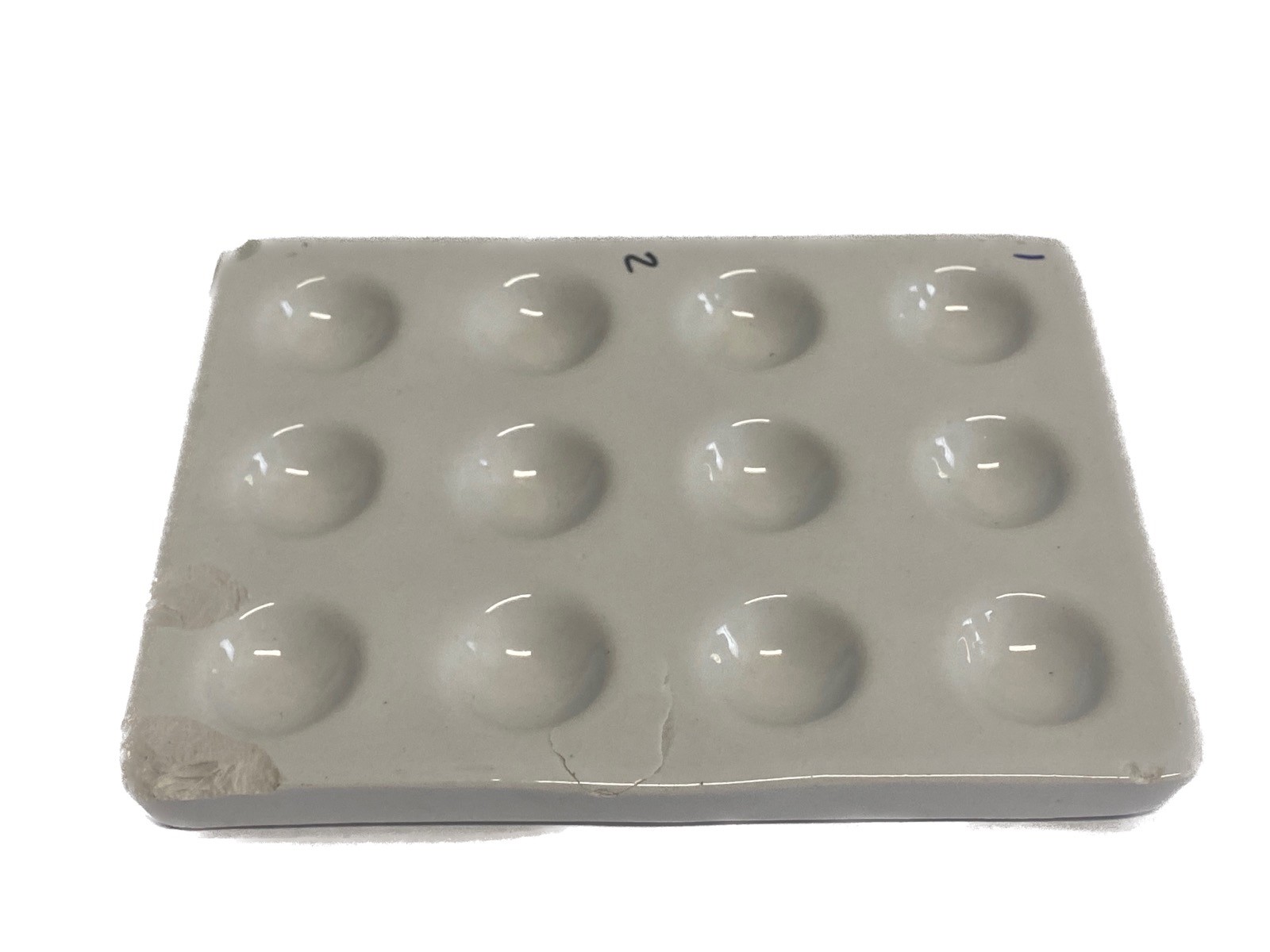 Laboratory White Porcelain 12-Well Depression Color Reaction Spot Plate 155mm B