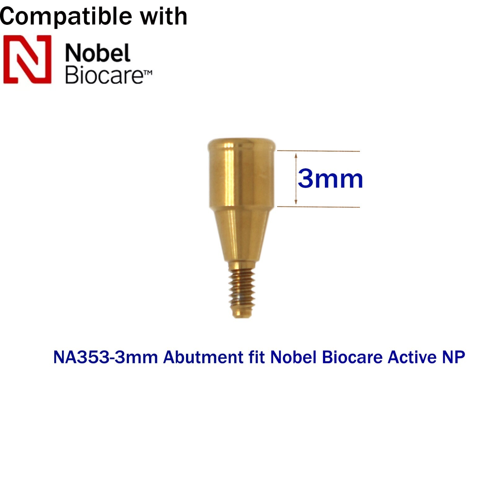 Dental Nobel Biocare Active Locator Abutment NP/RP Conical Titanium 1-5mm Height