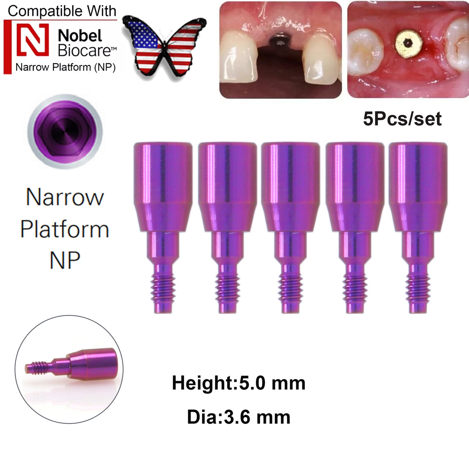 US Nobel Biocare Implant Healing Abutment Cap Titanium NP RP CC Temporary Dental