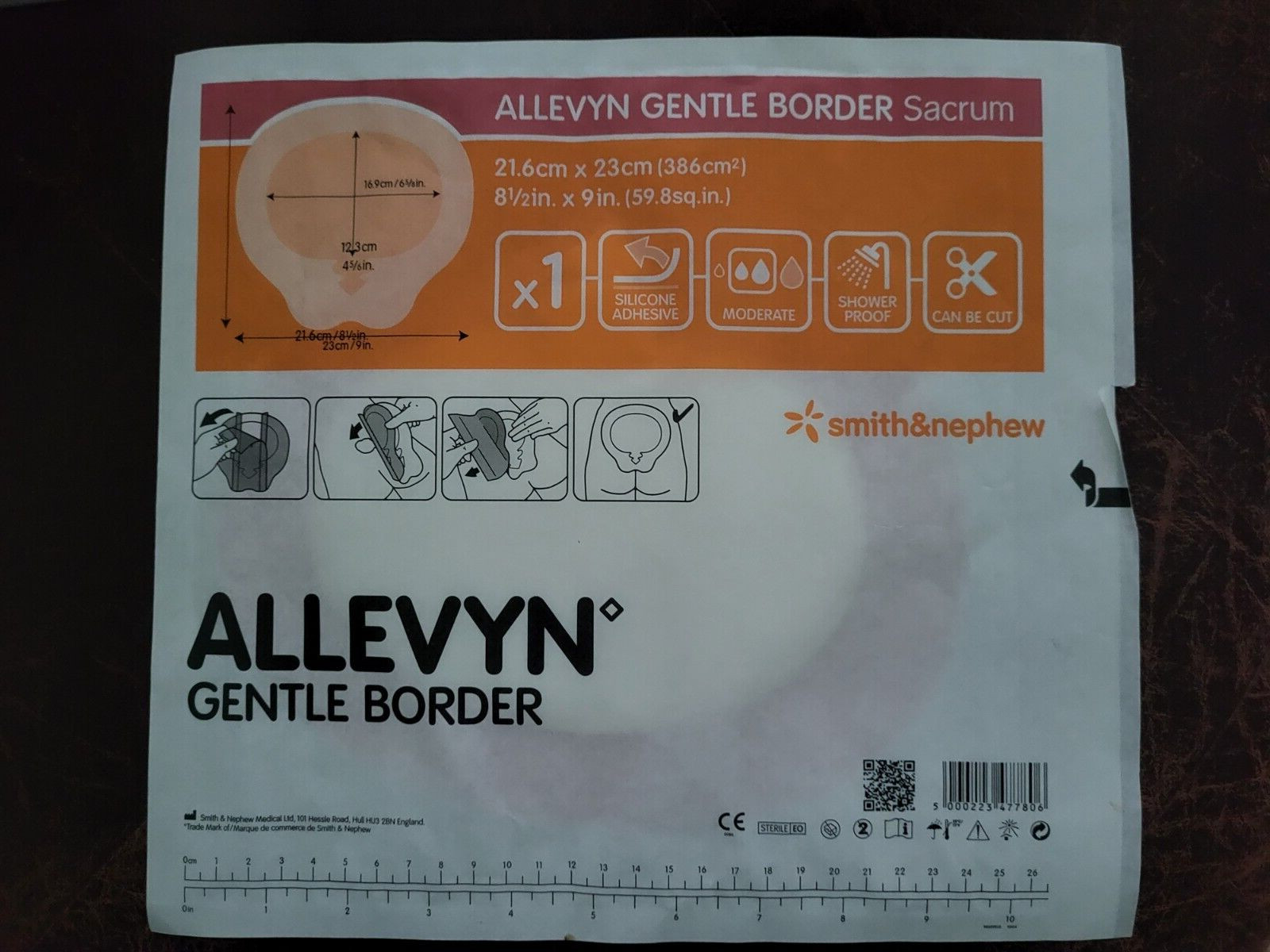 Smith & Nephew Allevyn Gentle Border Sacrum Foam Dressing 8 1/2″ x 9″ – Lot of 3