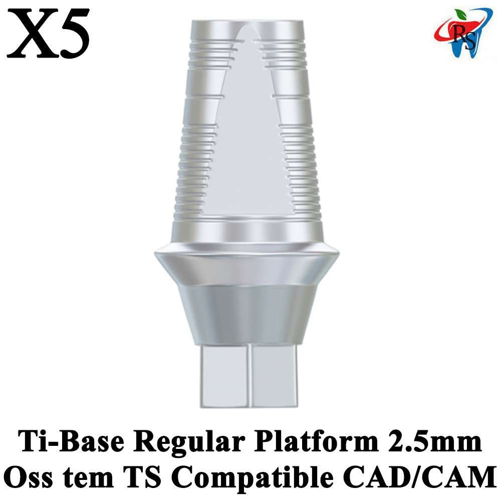 5pcs Dental Oss tem TS Compatible CAD/CAM Ti-Base Regular Platform 2.5m Abutment