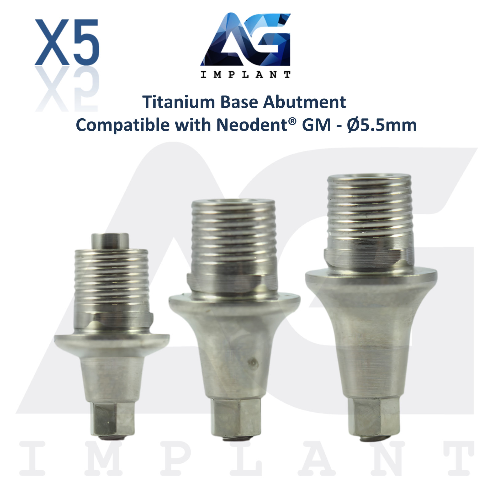5 Titanium Base Prosthetic Neodent® GM Fixture Compatible Ø5.5mm CAD/CAM