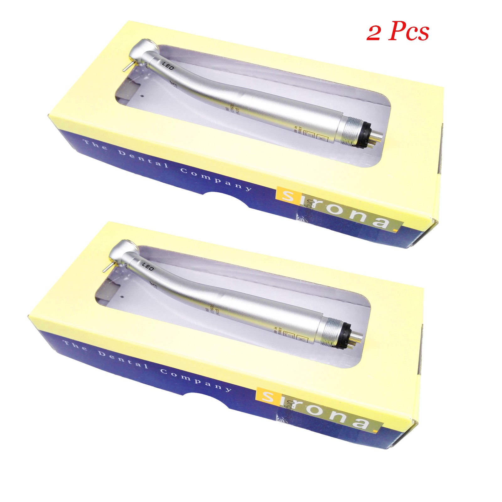 2x Sirona T3 Racer Dental High Speed Handpiece LED Fiber Optic 4Hole Push button