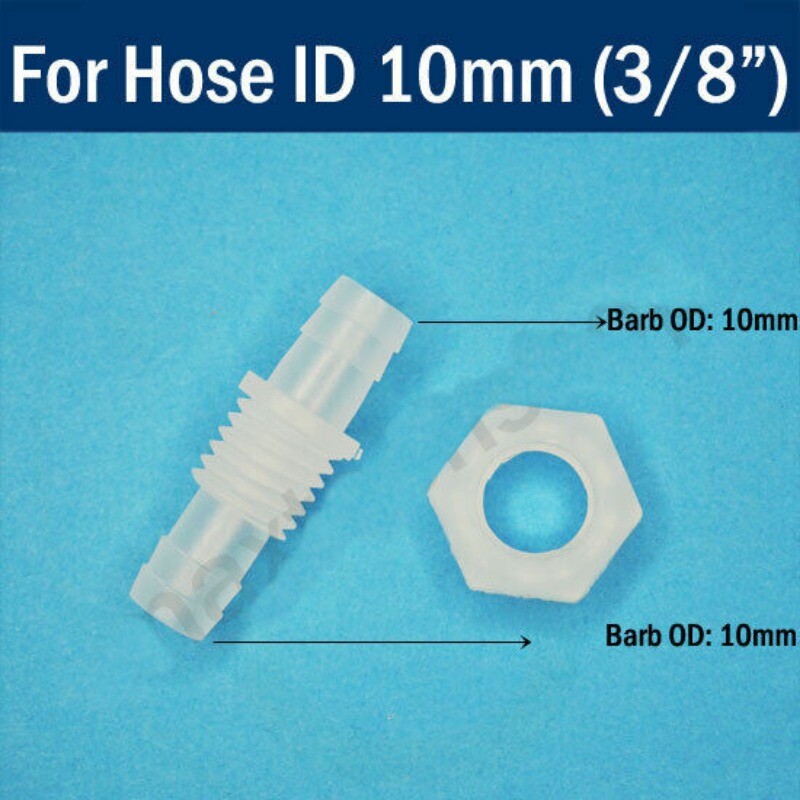 Plastic Straight Elbow Bulkhead Fitting Hose Barb Tube Connector Inch In 1~12mm