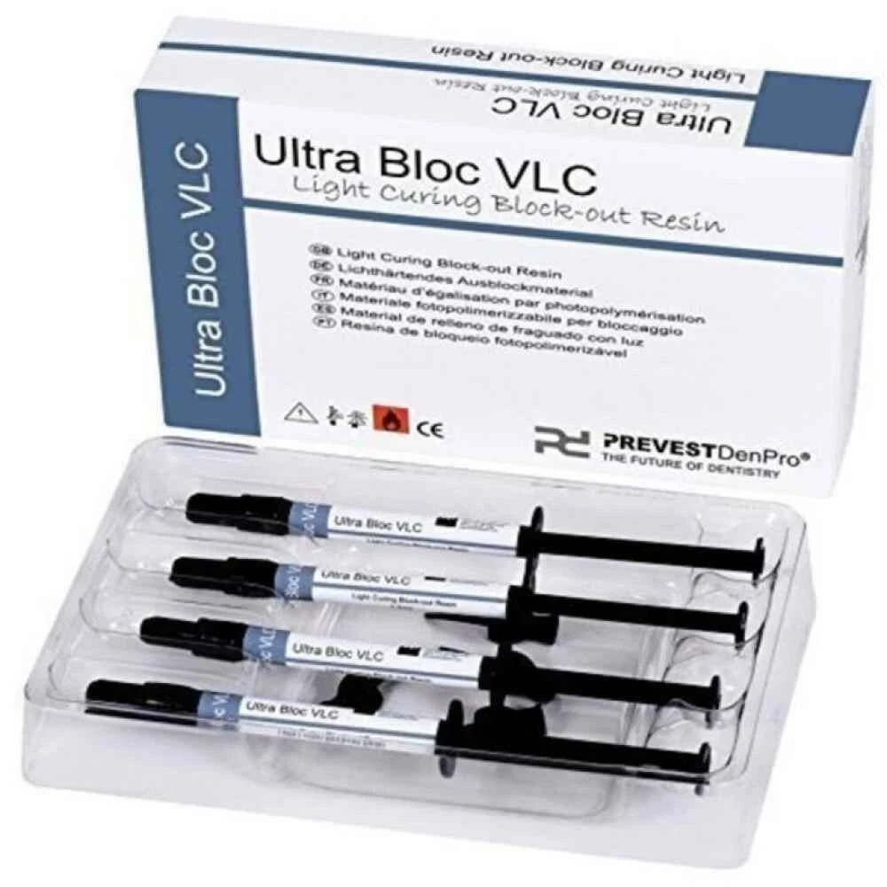Dental ULTRA BLOC Light Curing Block Out Resin Cement 4 x 1.2g Syringe Pack