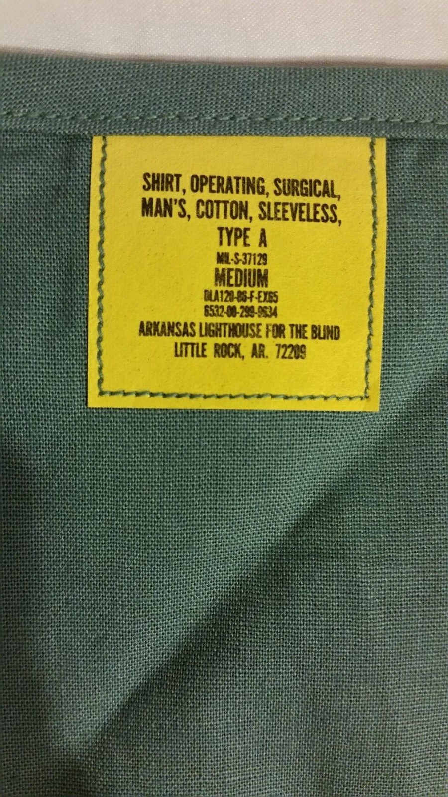 USGI MILITARY BLUE OPERATING SUGICAL MAN’S COTTON SLEEVELESS TYPE A SHIRT MED
