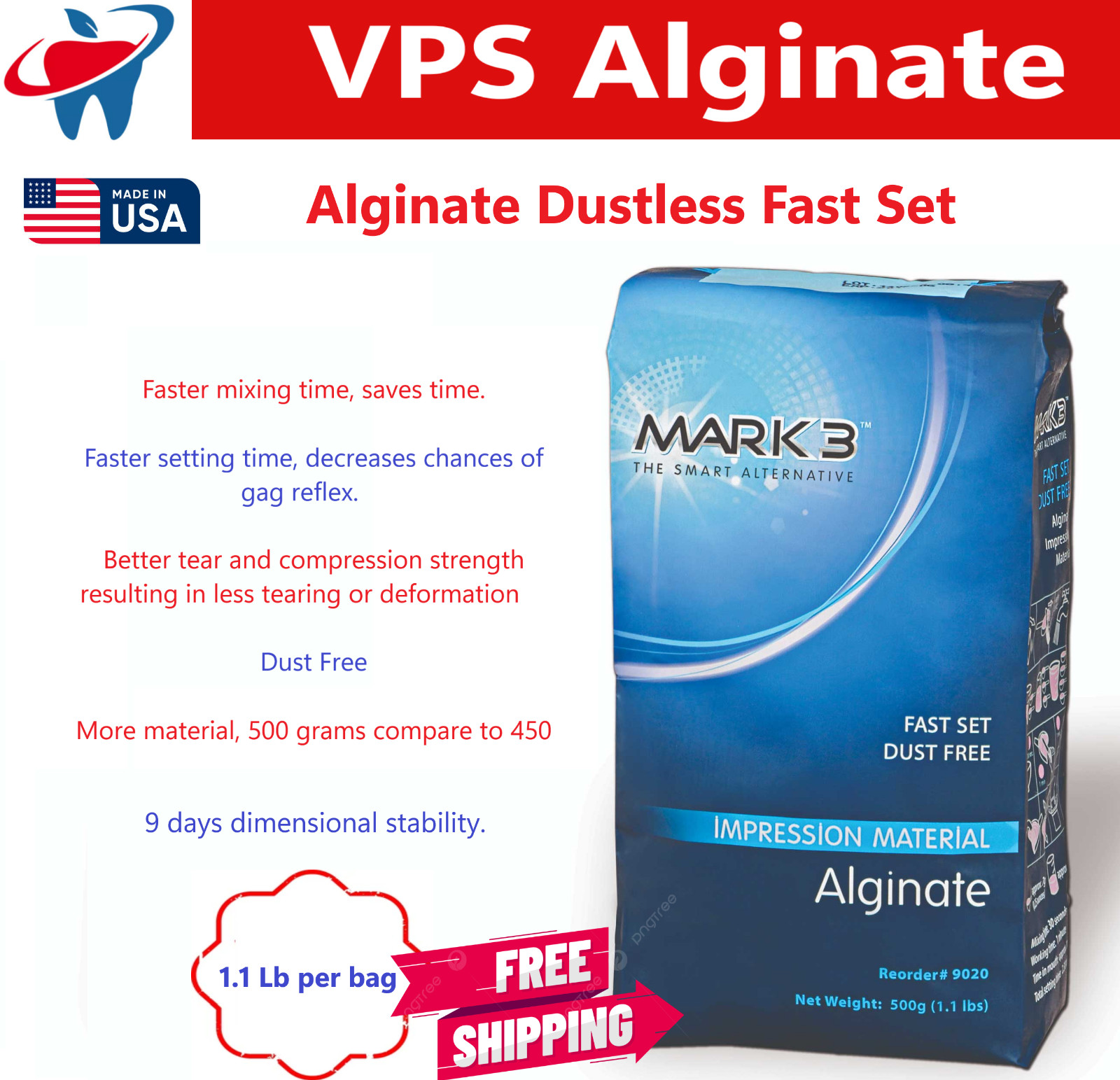 Chromatic Dental Alginate – High Precision Easy Mixing Fast Set, Non-Slump 02/26