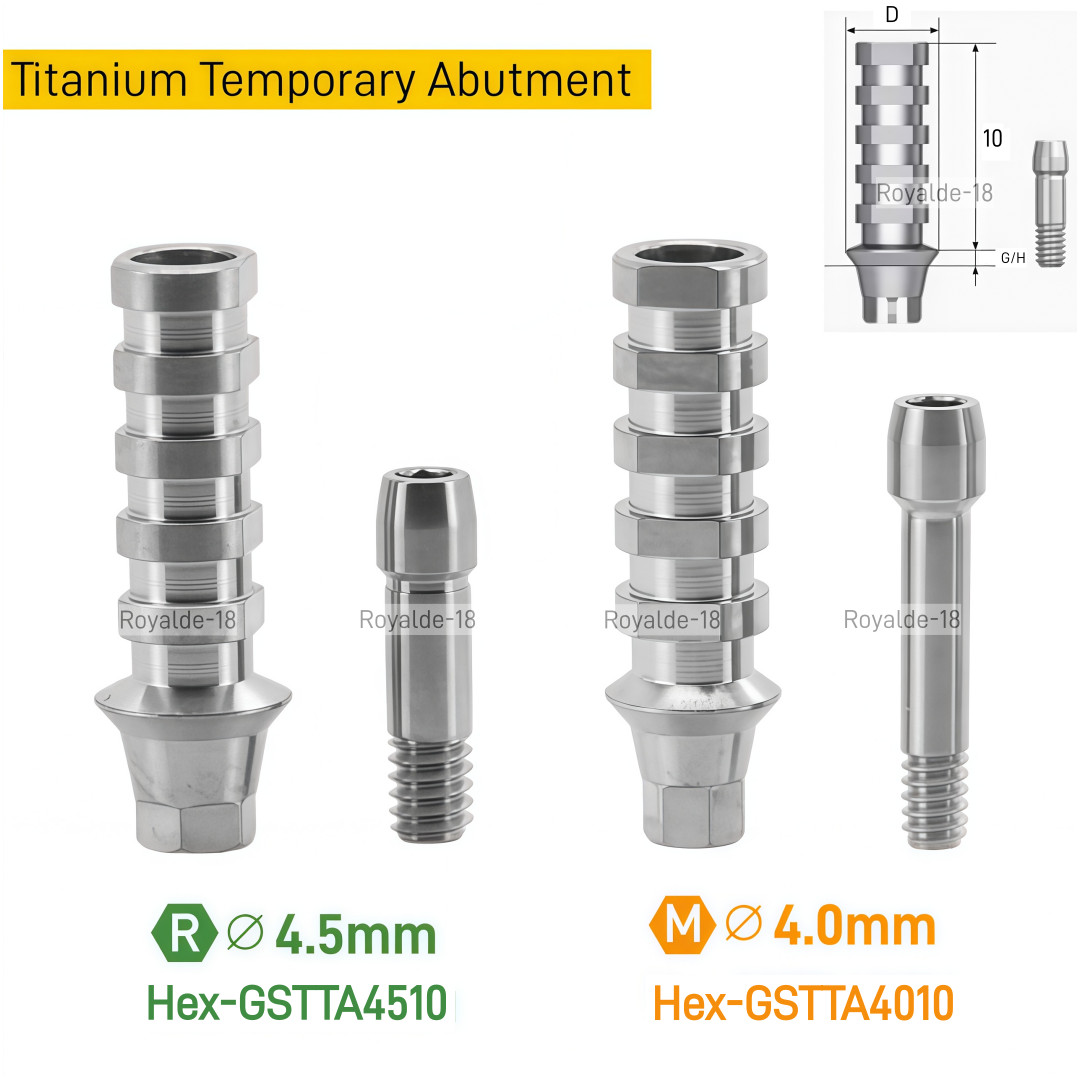 Dental Hex Temporary Abutment Cylinder Mini Regular Ti Screw Ebony OSS GH1.0
