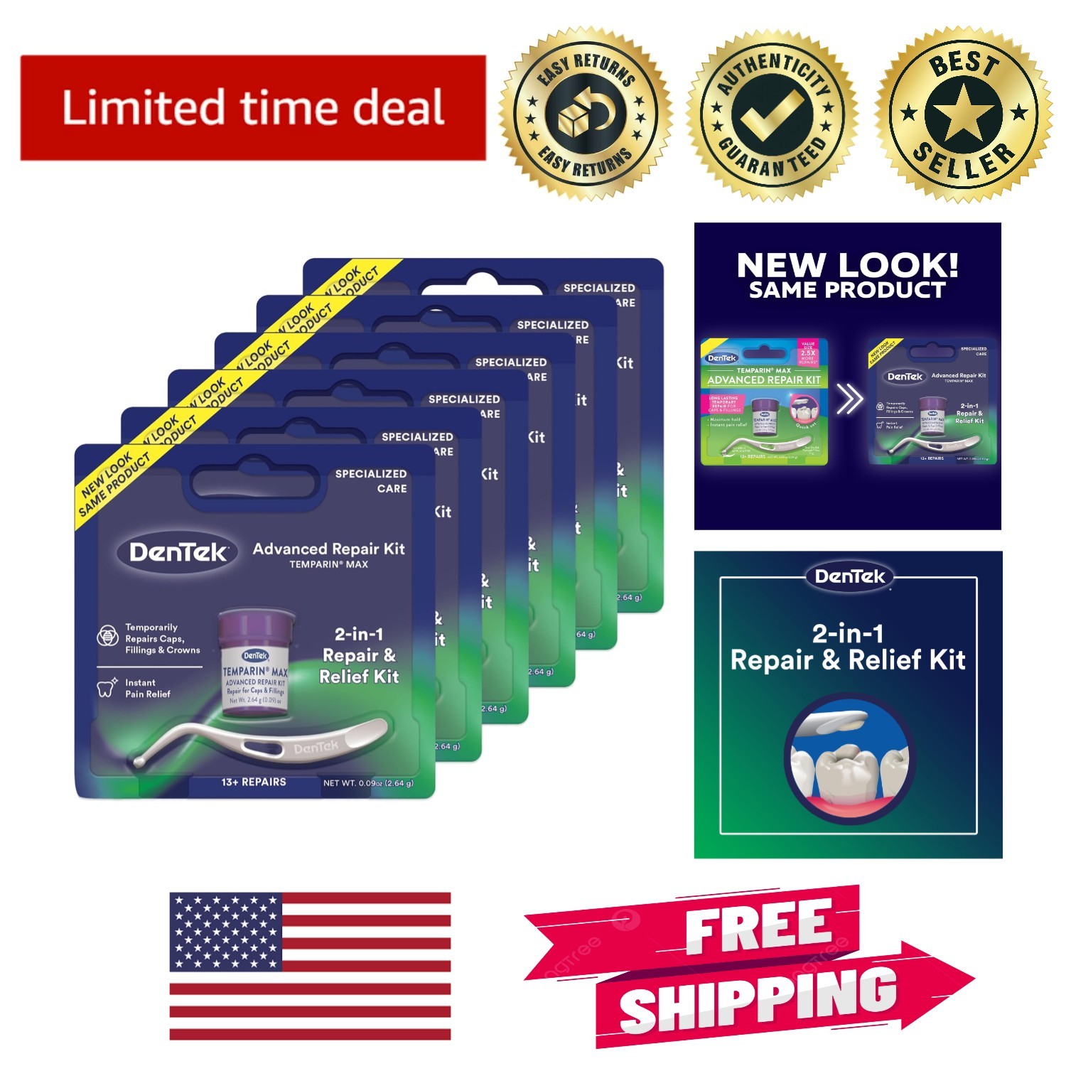 Emergency Dental Fix – Temparin Max Repair Kit for Fillings & Crowns (Pack of 6)
