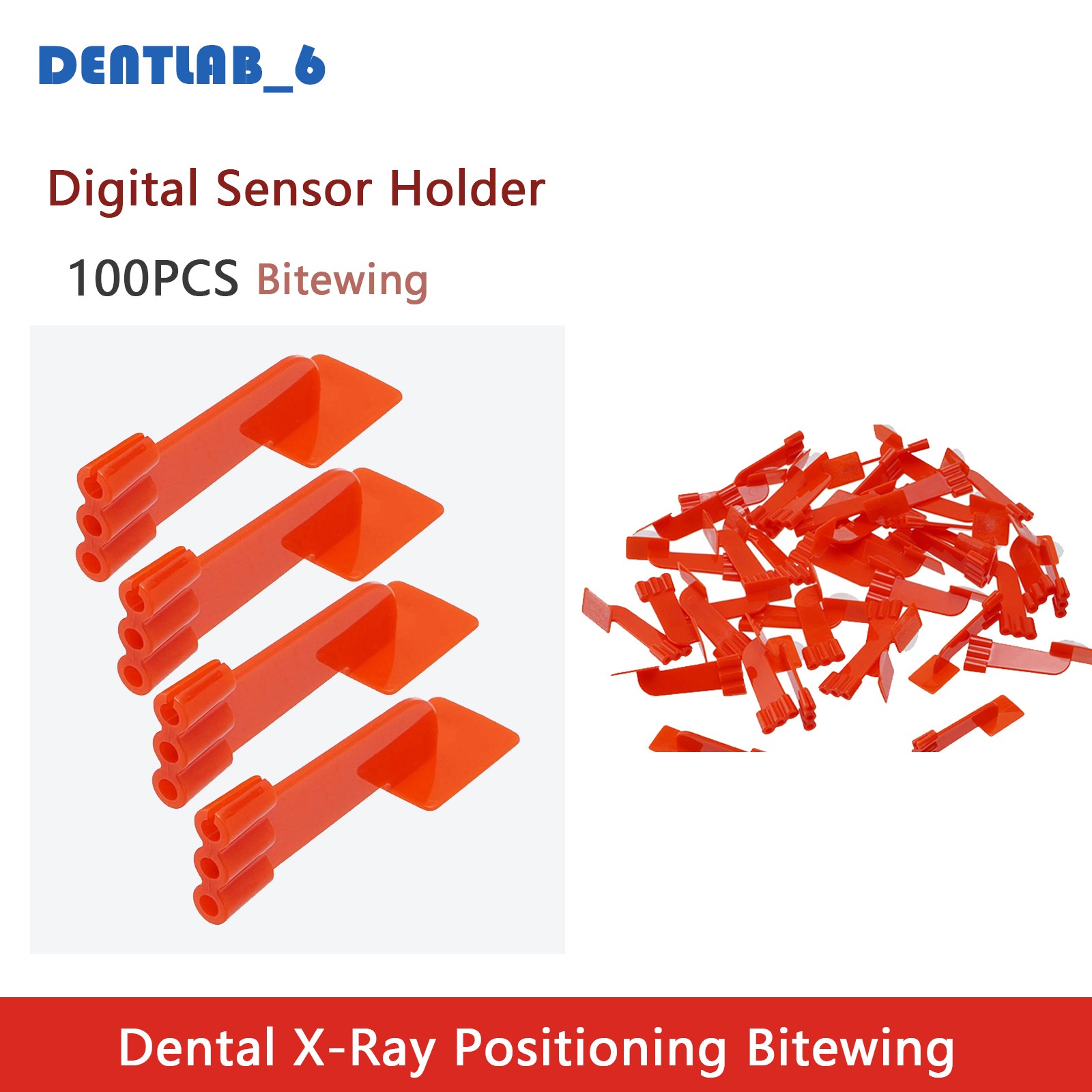 100pcs Dental Sensor Holder Disposable Adhesive Sensor Holder Bitewing, Red New