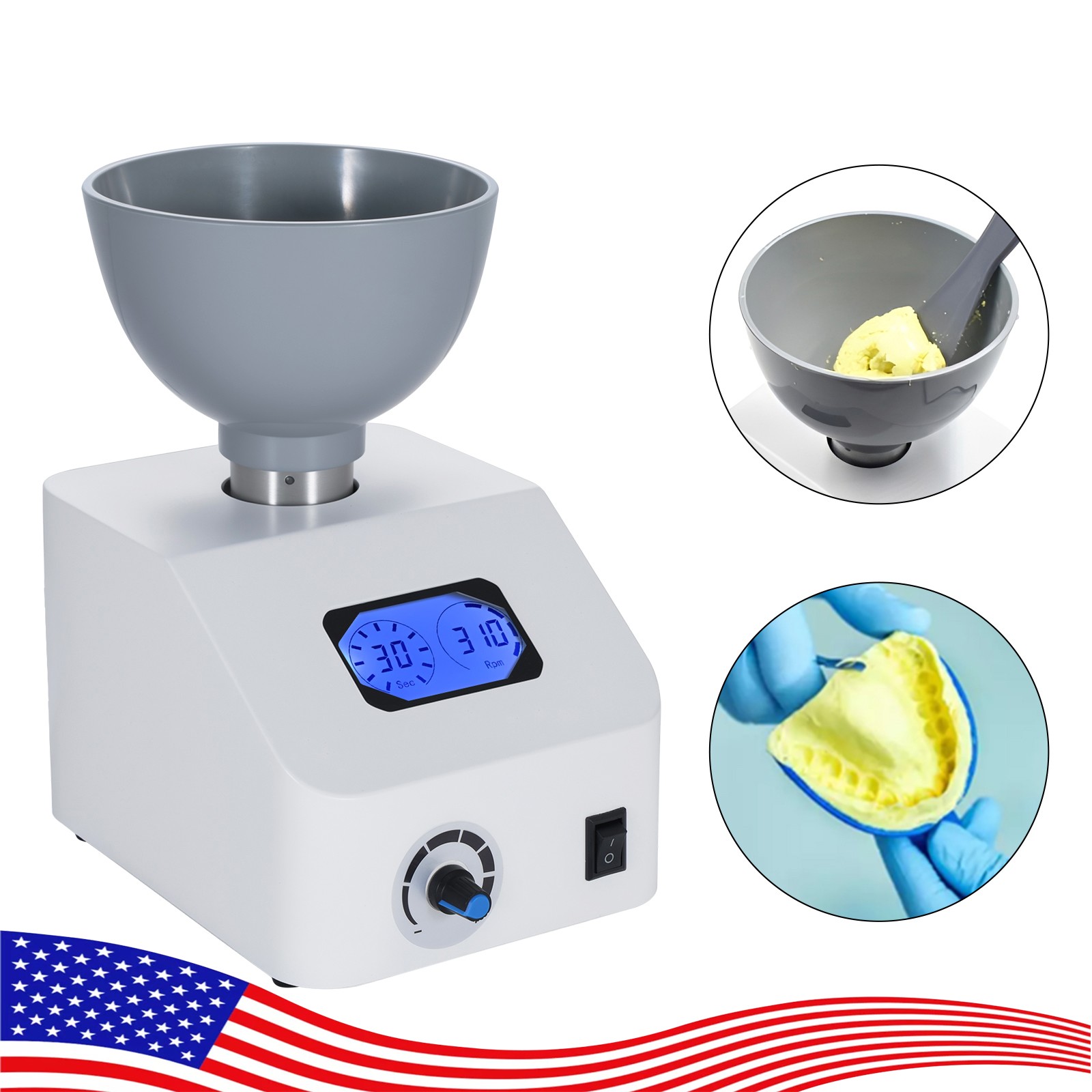 Dental Impression Alginate Mixer 300rpm Printing Material Gypsum Blender US