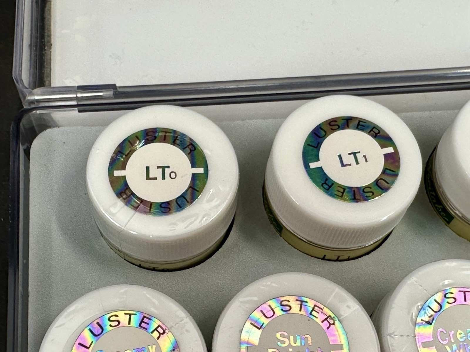 Noritake EX-3 Super Porcelain Powder Luster Metal Powder 7 Jar Case Set (2 open)