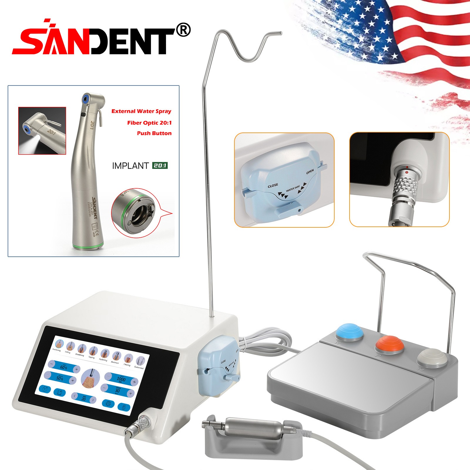 US SANDENT Monitor Osseointegration Stability Test / LED Brushless Implant Motor