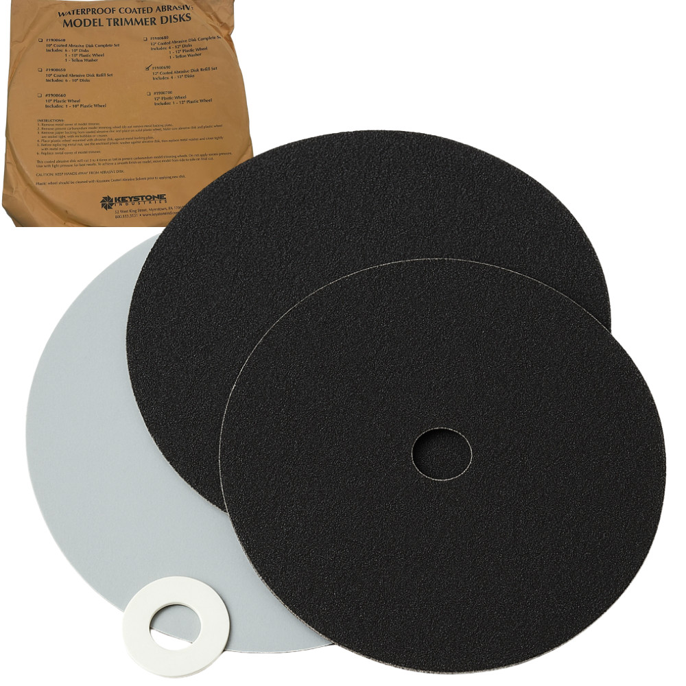 Keystone Waterproof Model Trimmer Discs 12″ 50 Grit Coarse Abrasive Discs 4 Pack