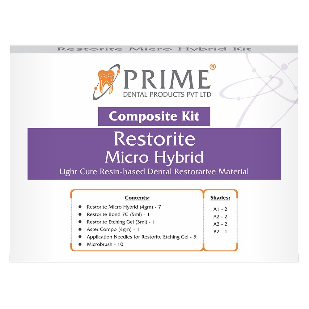 Prime Dental Restorite Micro Hybrid Composite Kit Light Cure 7 Syringes