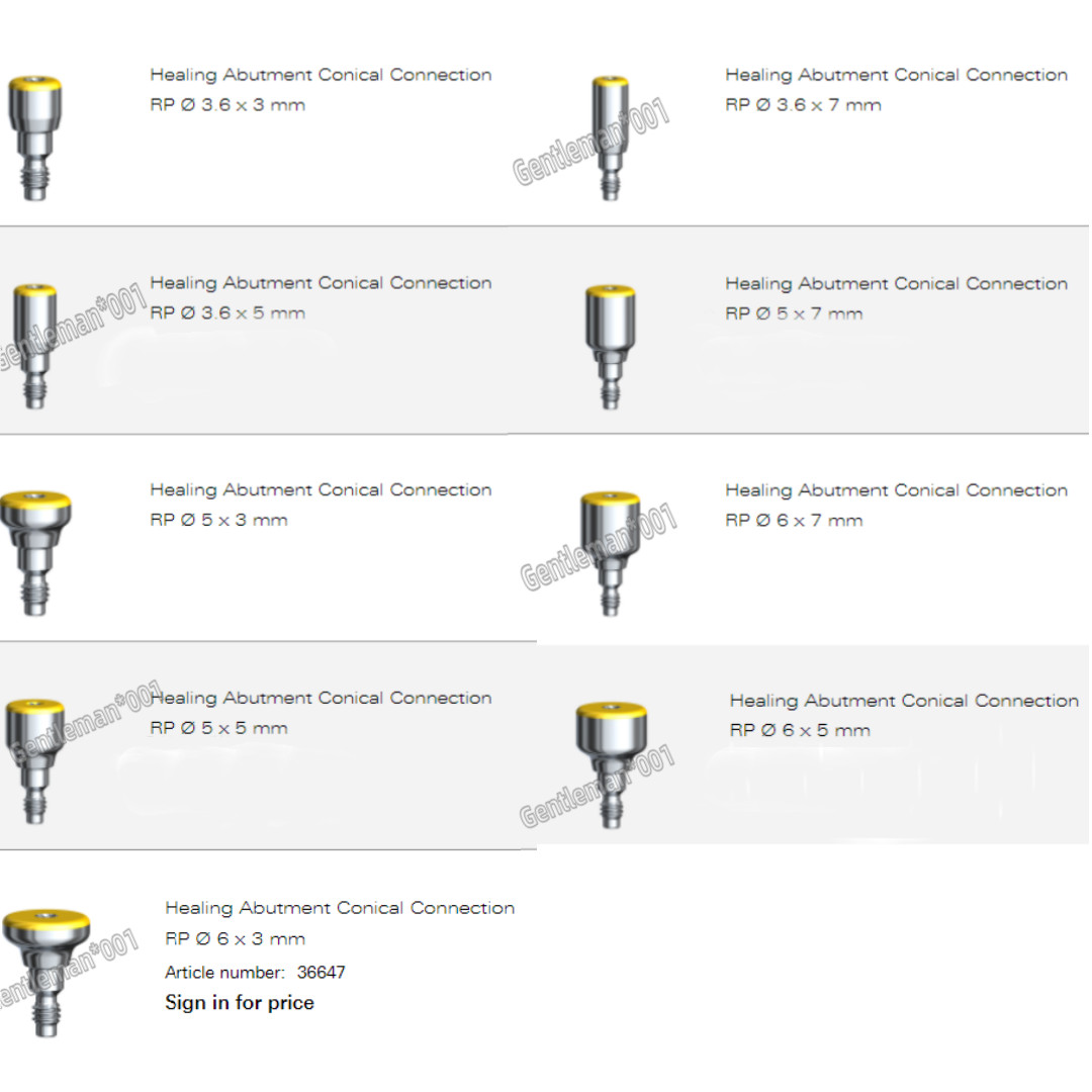 10pcs Dental Healing Cap Abutment RP Golden Fit NOB Active ∅3.6/5.0/6.0 H3/5/7mm