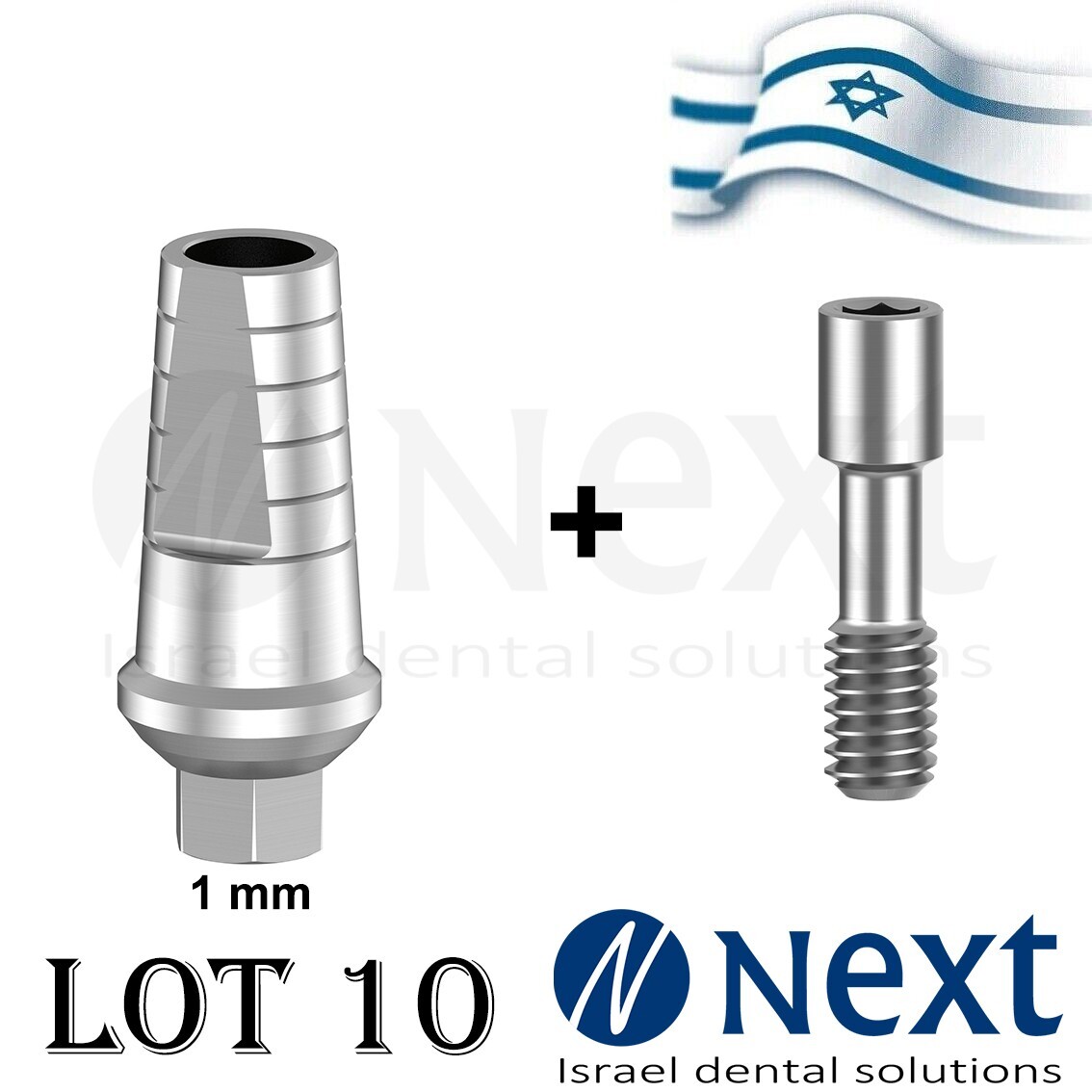 Lot x 10 Straight Titanium Abutment hex 2.42 shoulder screw 1 mm
