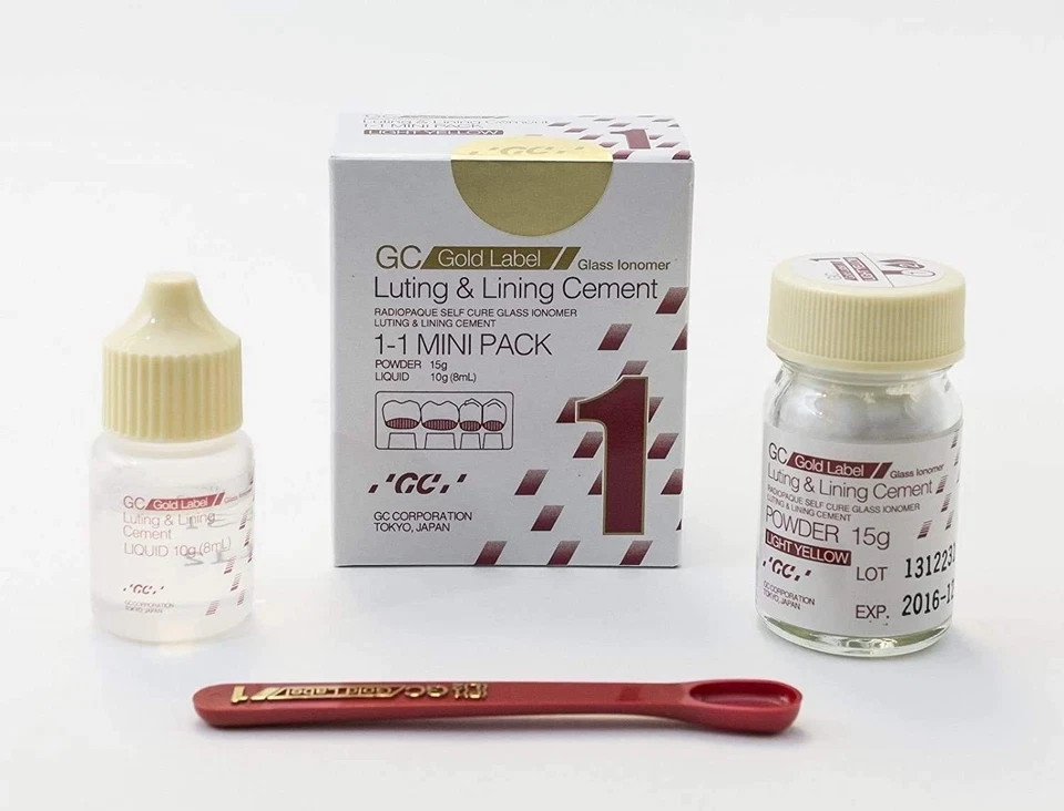 glue 15g and 10gmGC Gold Label 1 Glass Ionomer Mini Pack Luting & Lining Cement