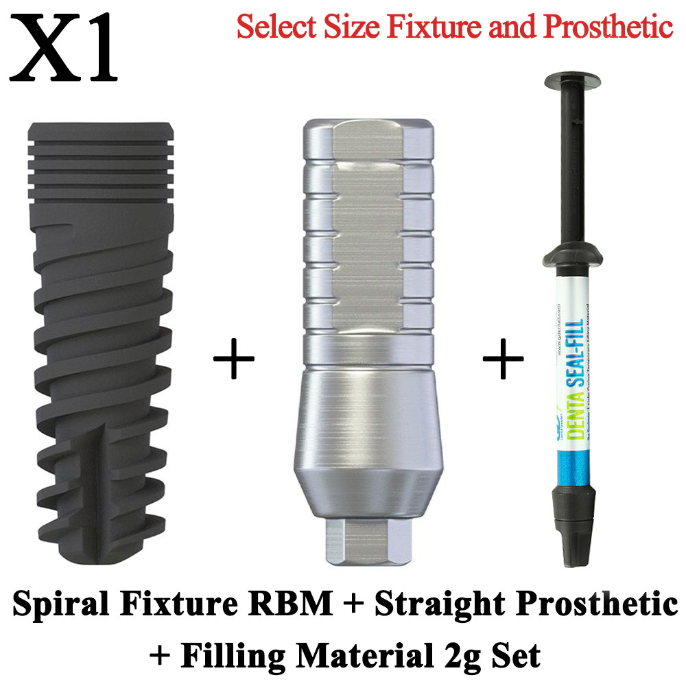 Dental Set Spiral Fixture RBM Straight Prosthetic, Seal-Fill Filling Material 2g