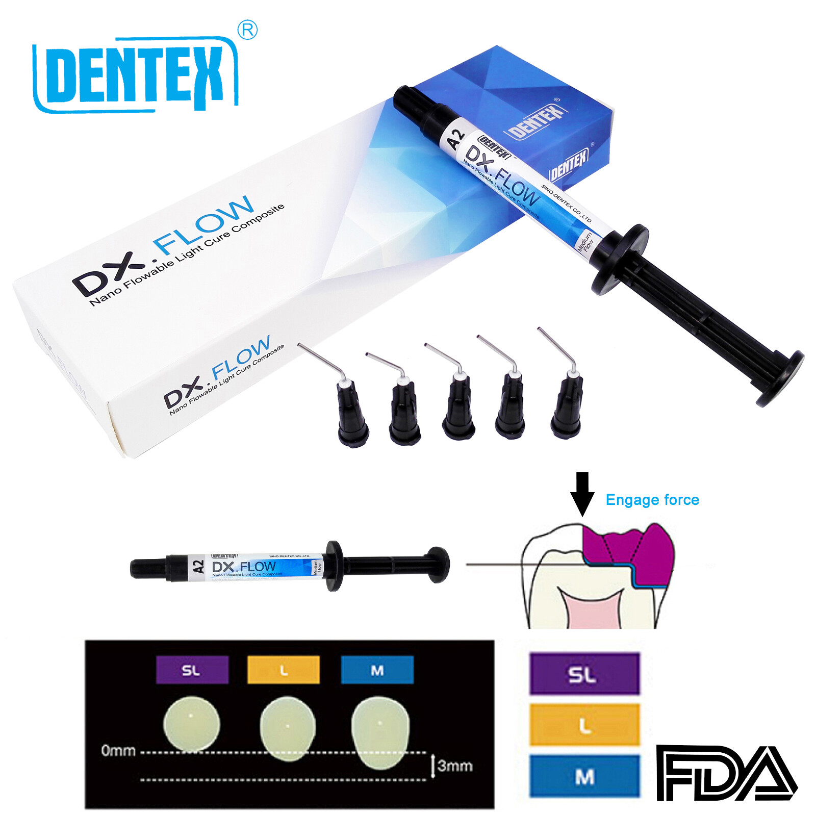 Dental Composite Resin Medium Flowable Light Cure/ Etching Gel /Bonding Adhesive
