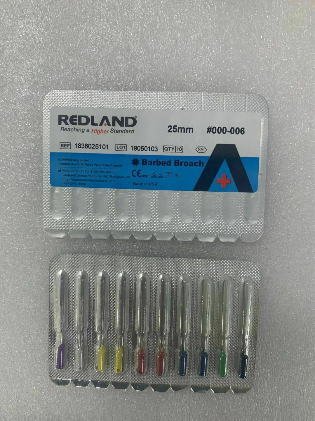 Redland Dental 30 pc. White #001 25 mm Endo Stainless Steel Barbed Broaches