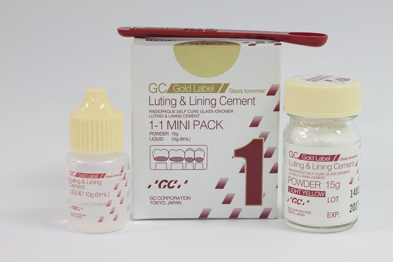 GC Gold Label Fuji 1 Mini Pack Radiopaque Luting & Lining Glass Ionomer Cement