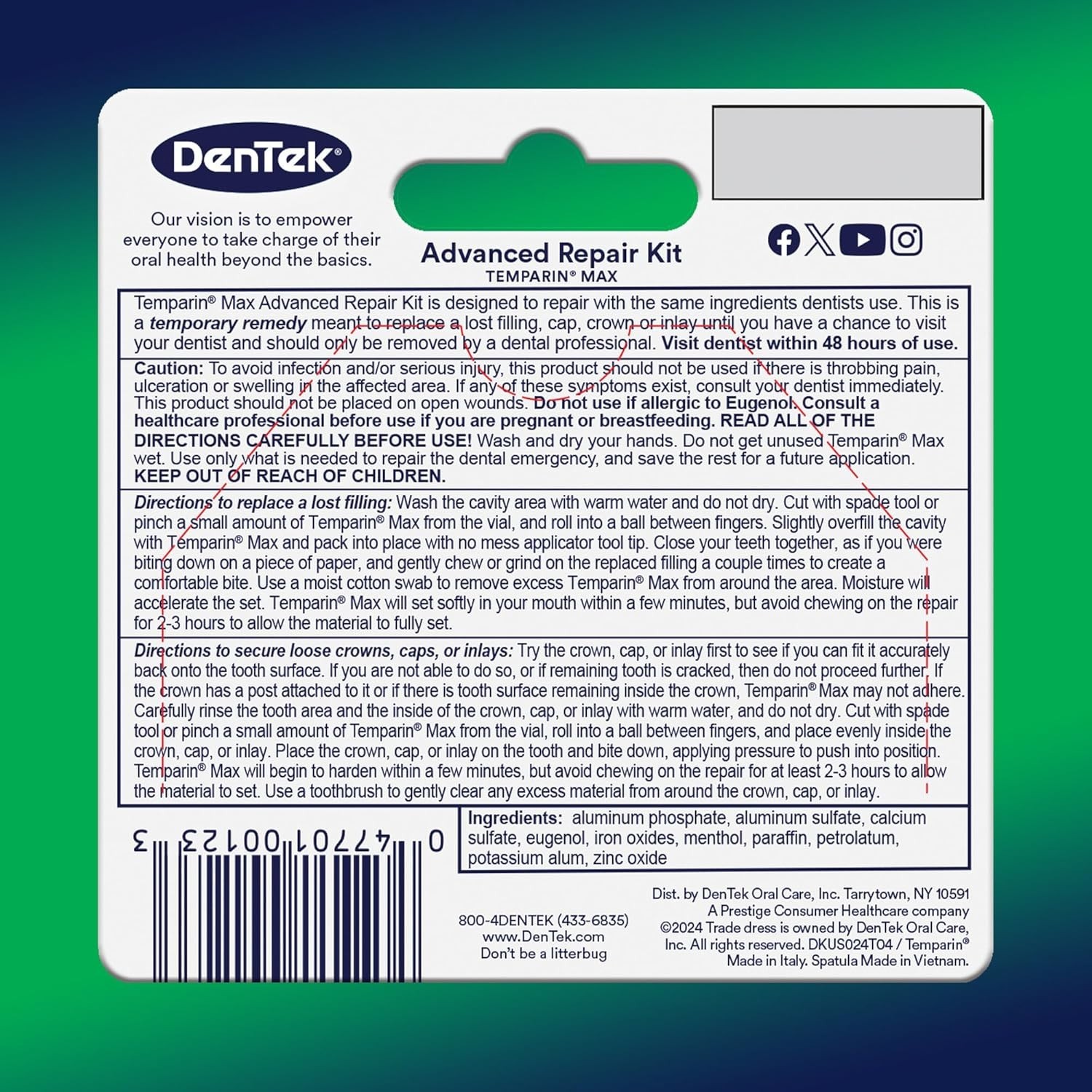 Temparin Max Dental Repair Kit – 13+ Repairs, Secure Protection in 48 Hours
