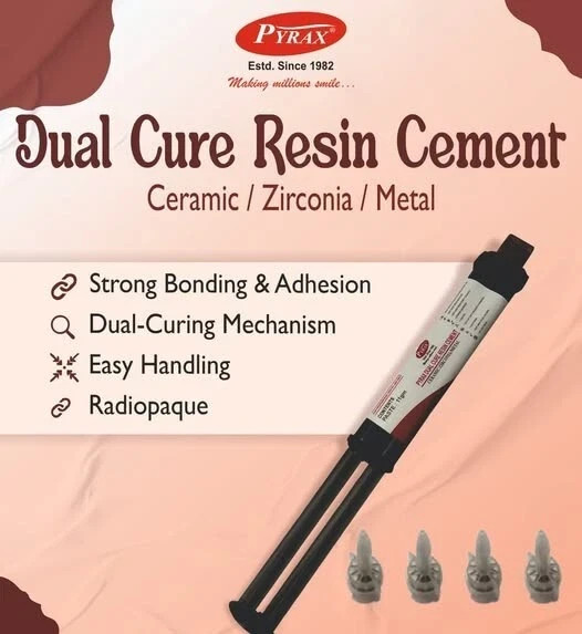 Pyrax Dental DUAL BOND DUAL CURE RESIN Strong Bonding Resin Cement 11gm Syringe