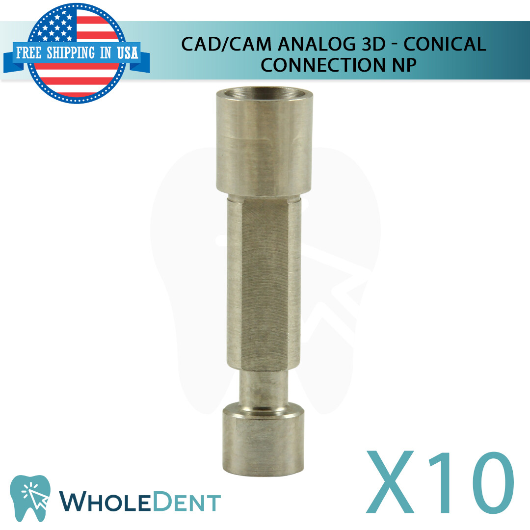 10x Dental 3D Analog Narrow Platform NP Conical Connection Hex 2.25mm CAD/CAM