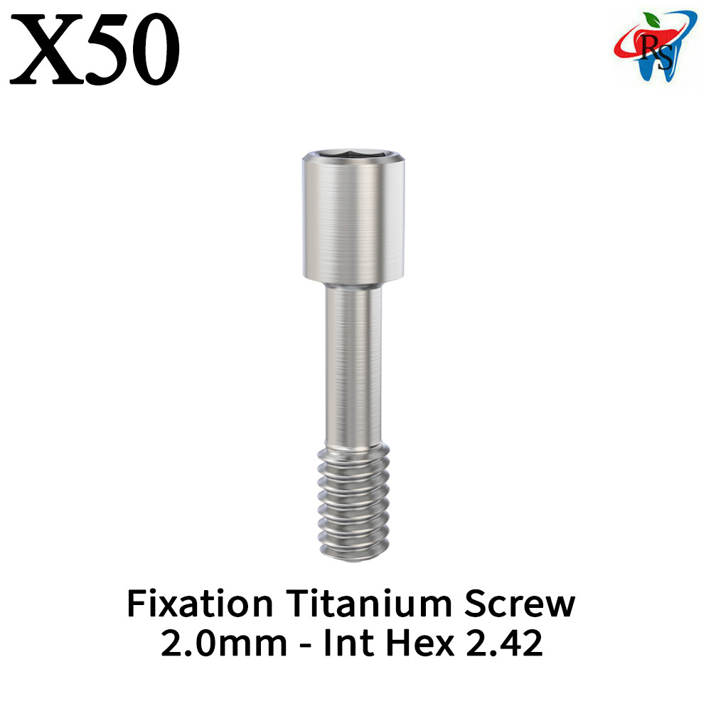 50x Dental Titanium Grade 5 Fixation Screw Int Hex 2.0mm Precision Component