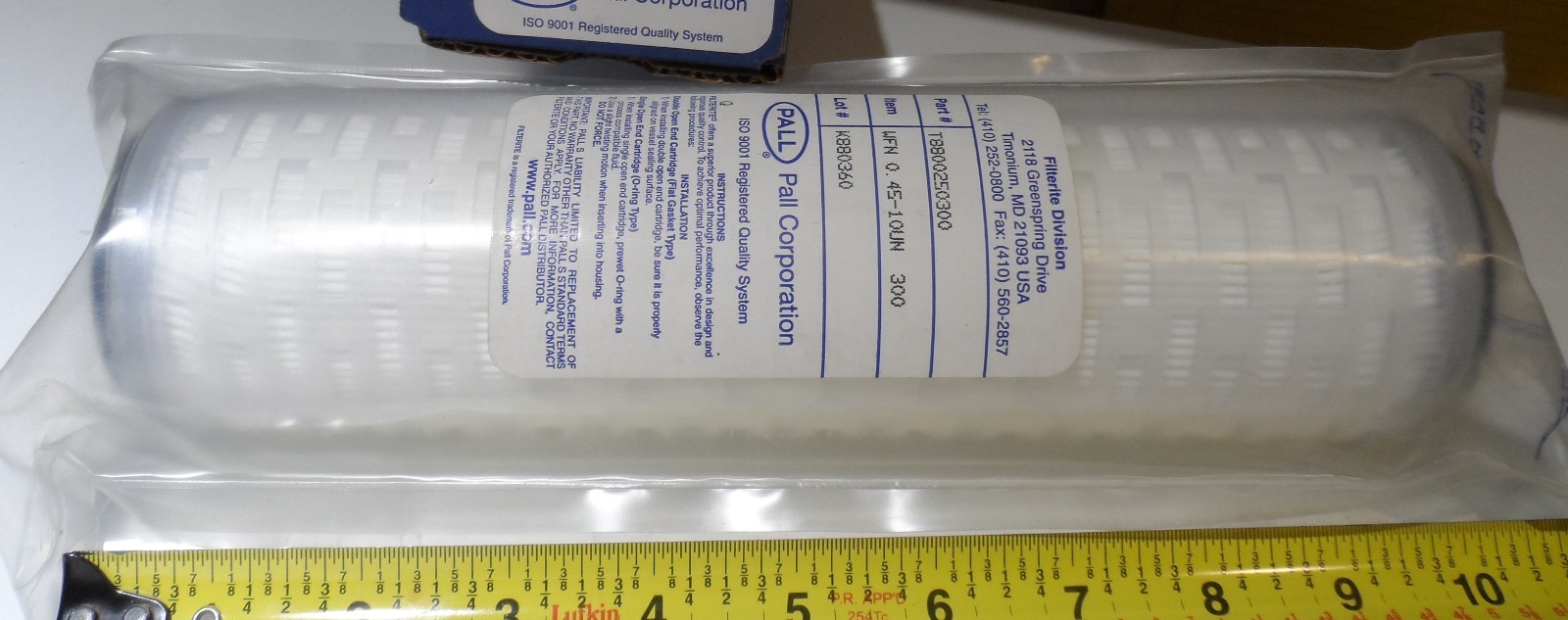 Pall Water-Fine Filter Cartridge DI & High Purity 9-3/4″ Long WFN0.45-10UN300