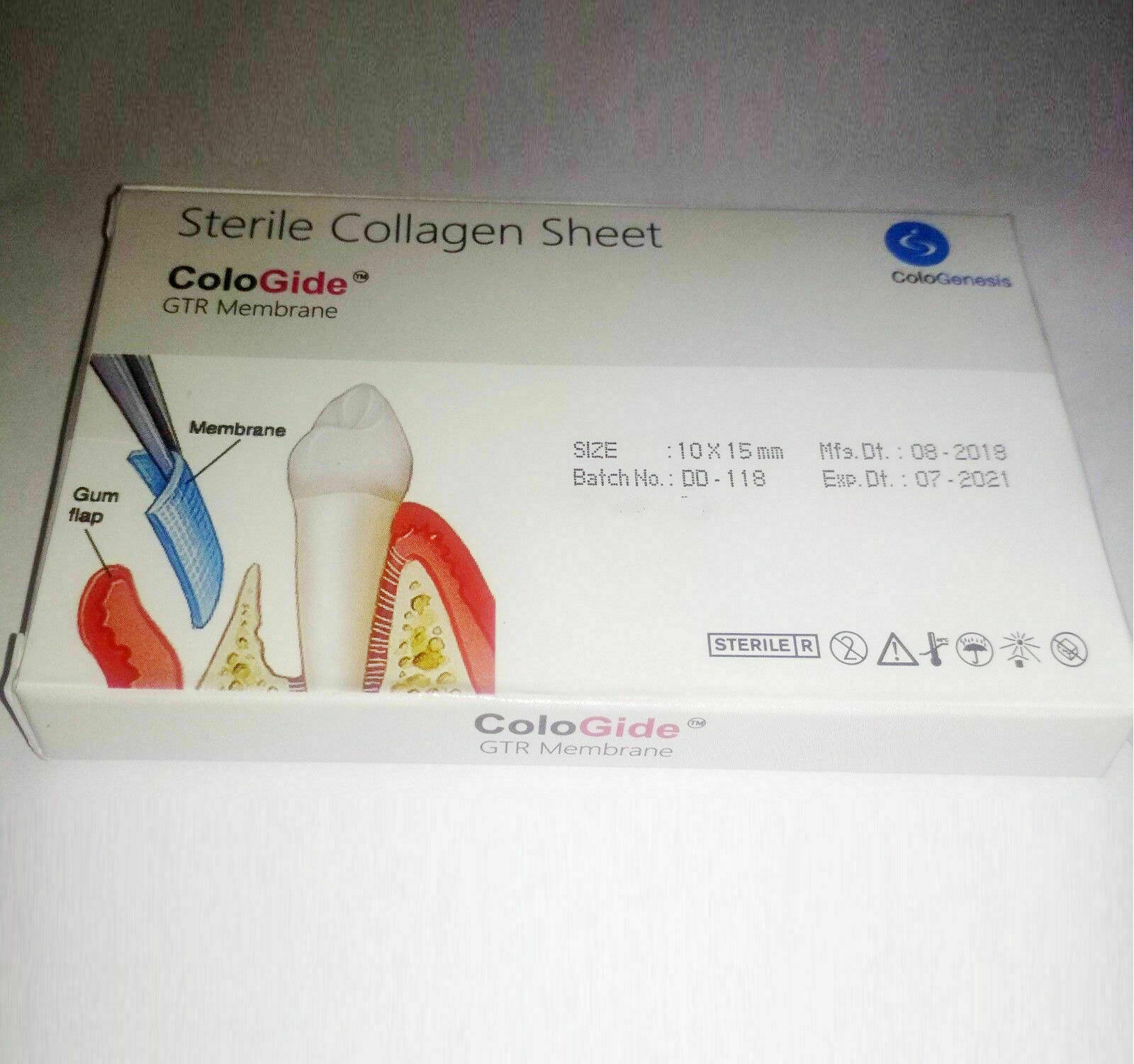 10 Packs of New Colo Gide Sterile Collagen Sheet GTR Membrane 10 x 15mm.!
