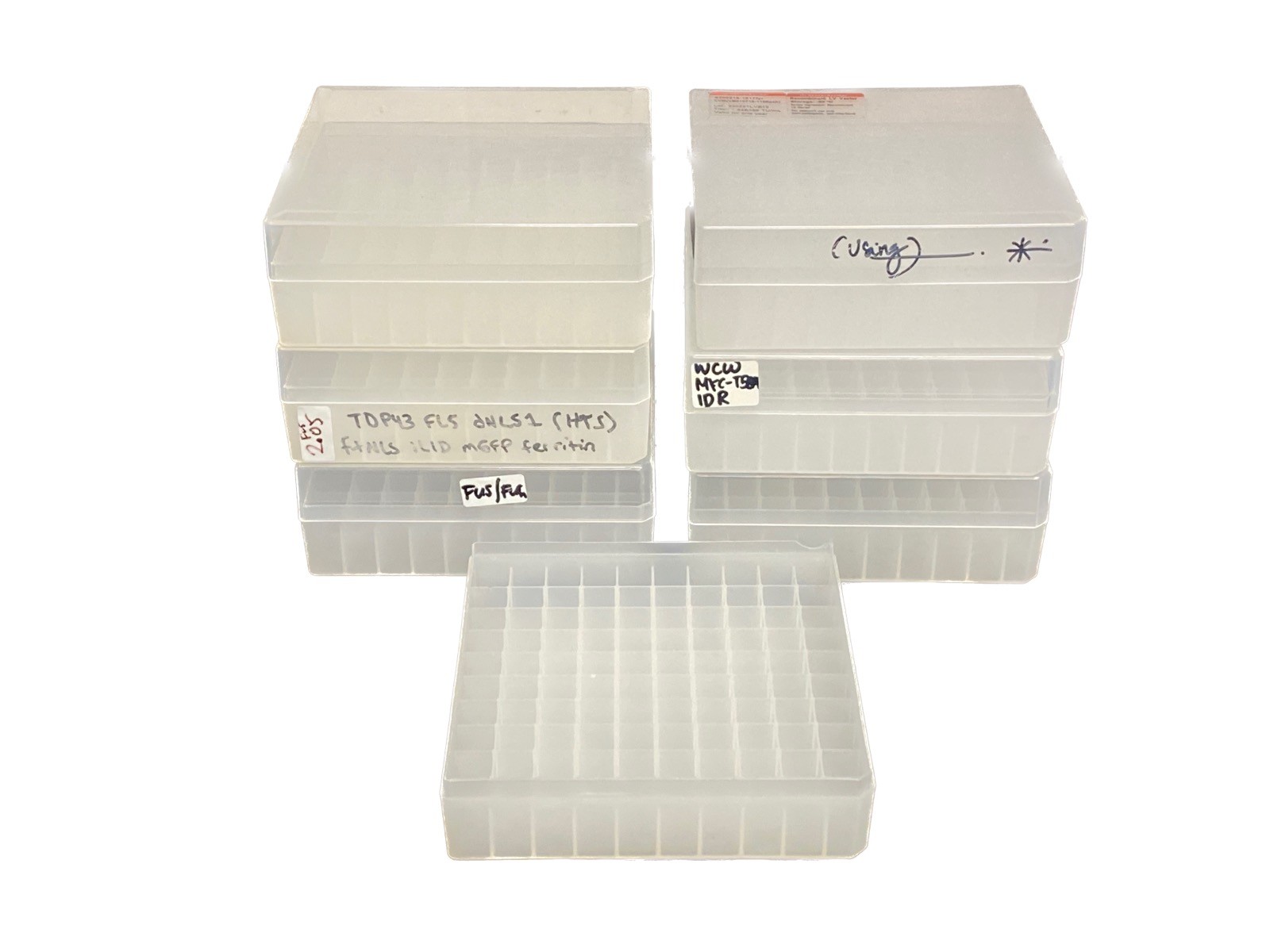 Used (Lot of 7) Laboratory 100-Place Plastic Centrifuge Test Tube Racks w/6 Lids