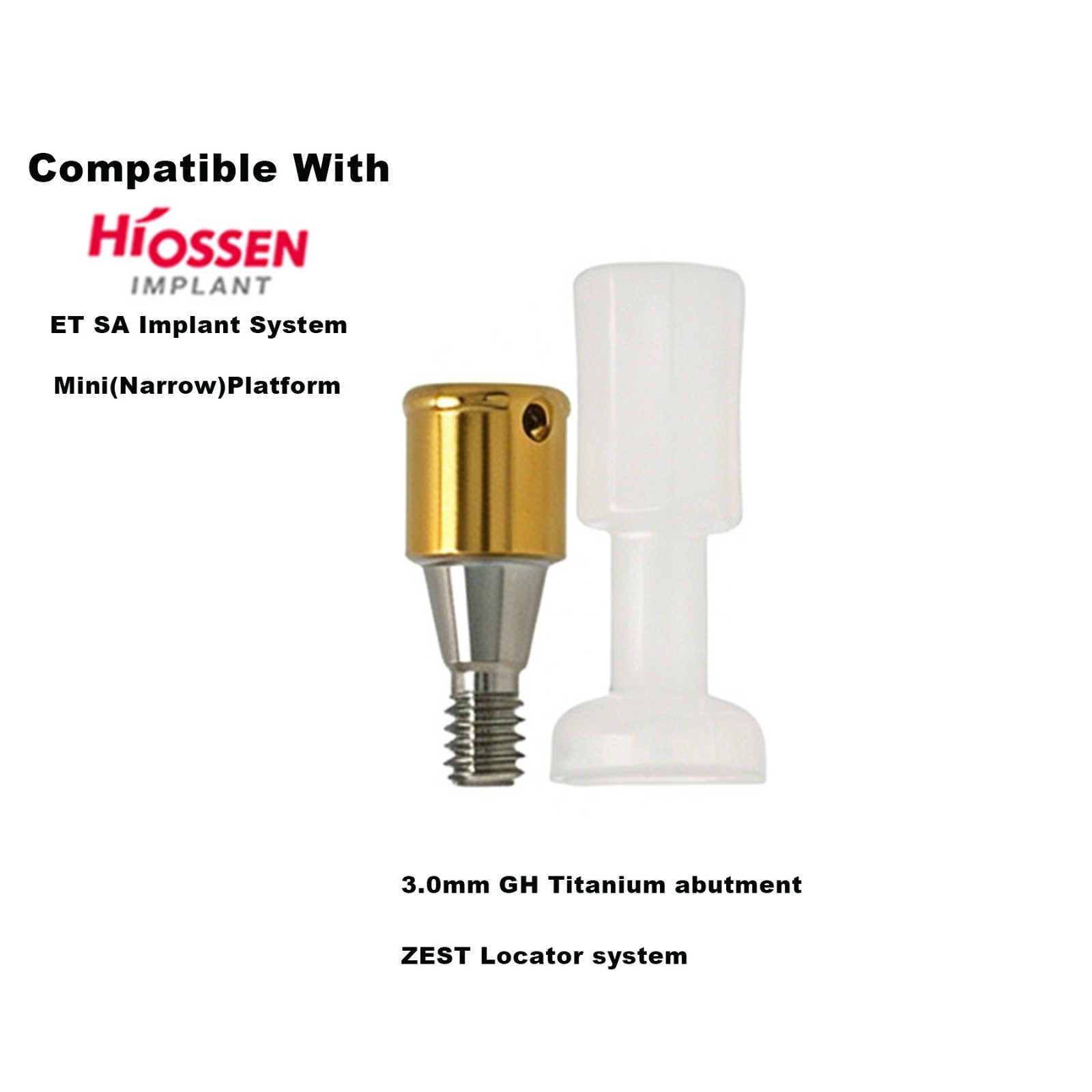 Dental Ti Locator Overdenture Abutment Fits Hiossen Osstem Mini 3.2 GH 1.0-6.0mm