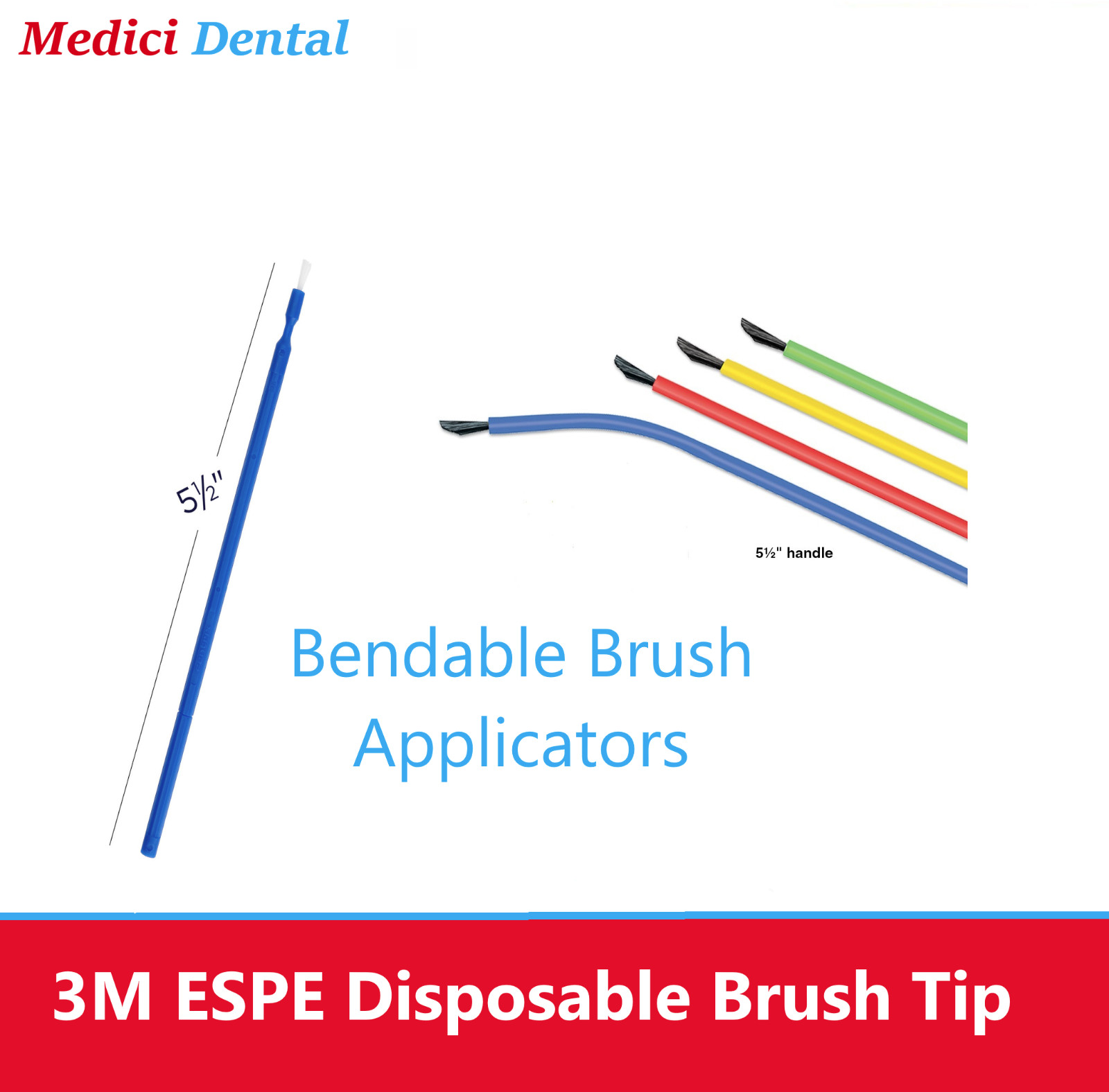 Disposable Dental Brush Holder Applicator 100 Brushes Tips with Handle 3 M ESPE