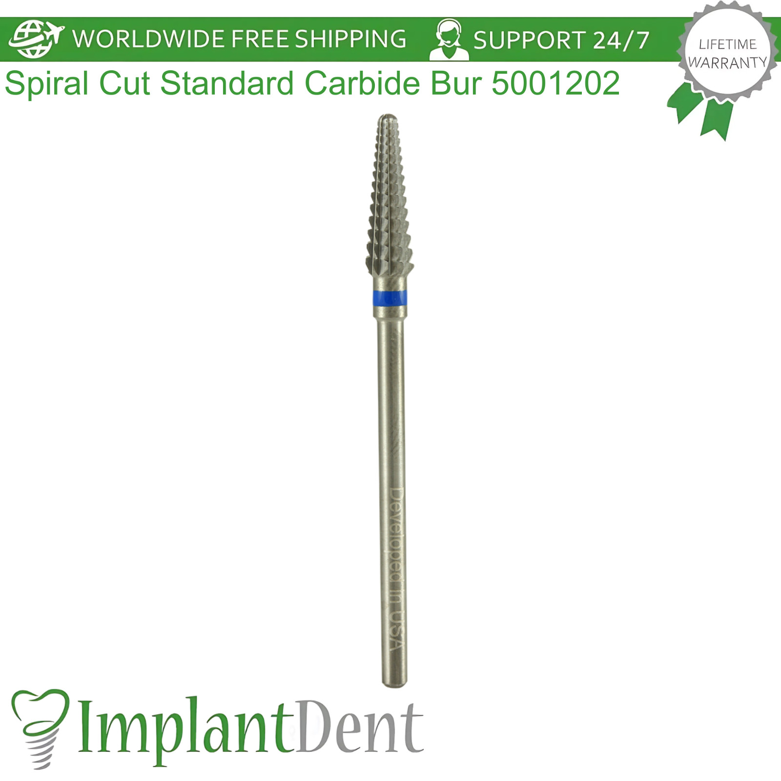 Dental Spiral Cut Standard Grit Carbide Ø4.5mm x 14mm Bur 5001202 Dentistry